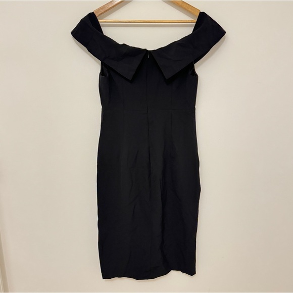 Bardot Off the Shoulder Midi Dress Size Medium 8 Black Cocktail Event Party - Picture 8 of 11